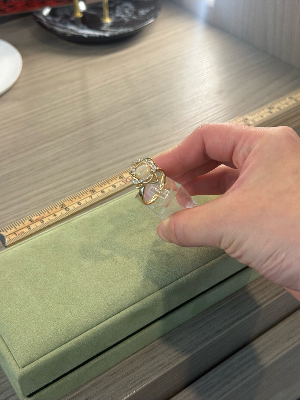 Gold Crystal Accent Women's Ring - Gold ONE SIZE Adjustable Ring Band